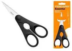 Ножиці кухонні Fiskars Essential, з відкривачкою для пляшок, 20см, нержавіюча сталь, пластик, чорний фото