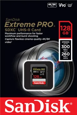 Карта пам'яті SanDisk SD  128GB C10 UHS-II U3 V90 R300/W260MB/s Extreme Pro фото