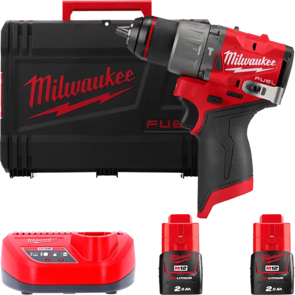 Дриль-шуруповерт акумуляторний безщітковий ударний MILWAUKEE M12 FPD2-202X (37Нм) (ЗУ+2Х2Ач+HDкейс)