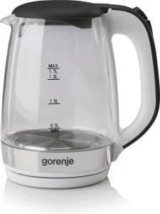 Электрочайник Gorenje 1.7л, 2,200 Вт, strix контроль, стекло, белый