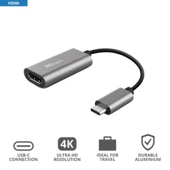 Адаптер Trust Dalyx USB-C > HDMI, 0.2м, Алюміній, чорний фото