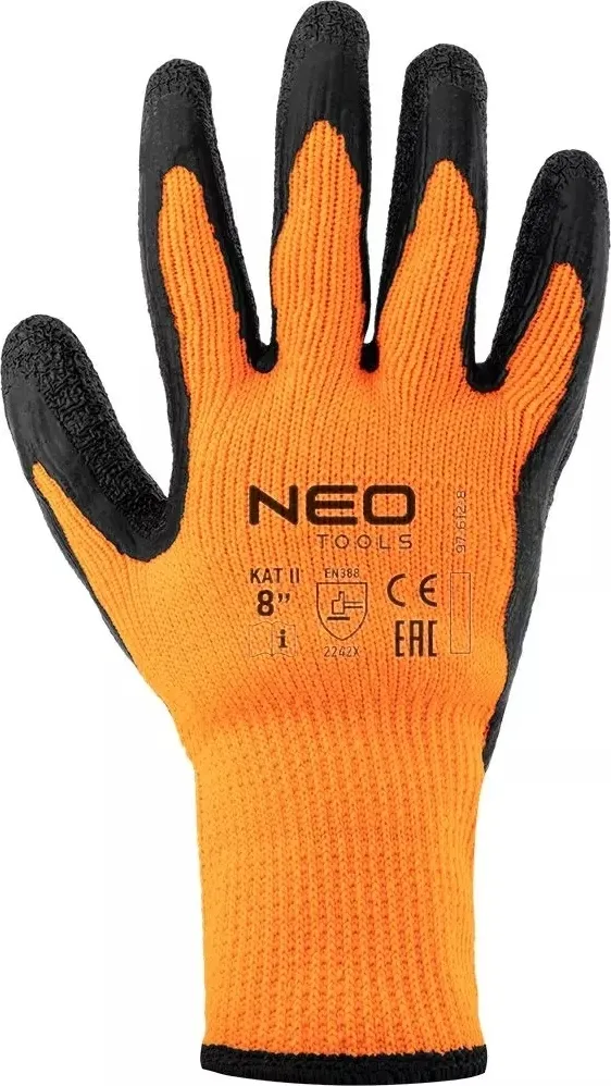 Заказать Перчатки рабочие Neo Tools, латексное покрытие, полиэстер, р.8, оранжево черные с доставкой