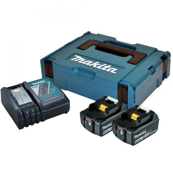 Набор аккумулятора и зарядного устройства Makita 198116-4 LXT BL1860B, 2х18В, 6А•час, ЗУ DC18RC, кейс Makpac