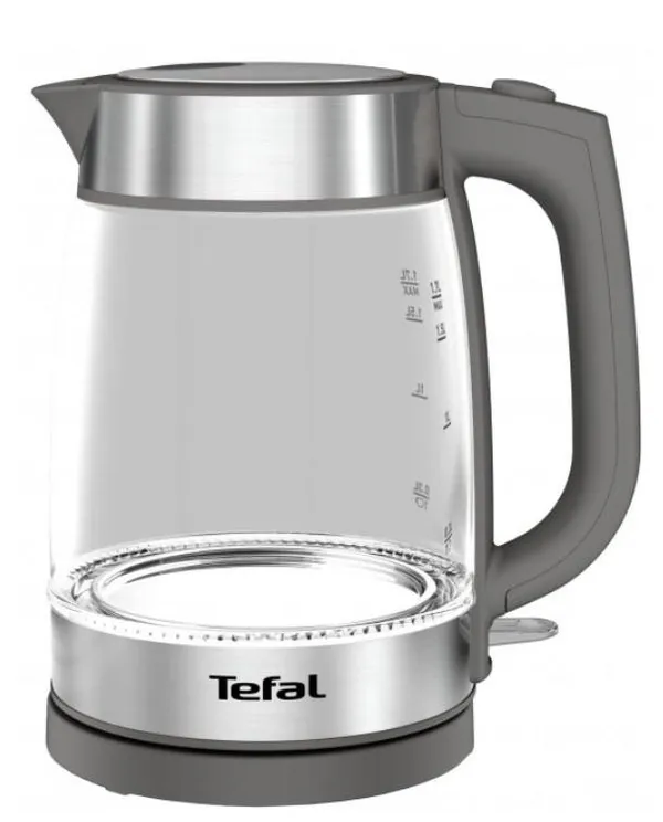 Електрочайник Tefal Glass Kettle 1.7л, скло, сріблясто-чорний