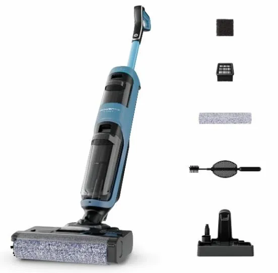 Пилосос Rowenta безпровідний миючий X-Clean 2, 120Вт, конт пил -0.44л, конт для води-0.73л, автон. робота до 35хв, вага-5кг, НЕРА, чорно-блакитний