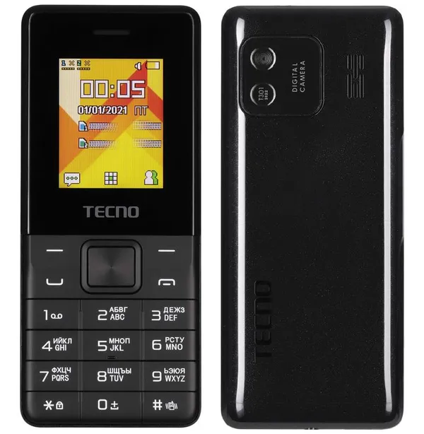 Мобільний телефон TECNO T301 1.77" 2SIM, 1150мА•год, чорний