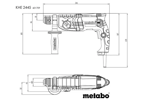 Купить Перфоратор Metabo KHE 2445, SDS-plus, 800Вт, 2.4Дж, 3 режима, 0-1500об•мин, 2.8кг