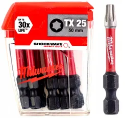 Біта SHOCKWAVE MILWAUKEE, TX25, 50мм, (10шт) фото