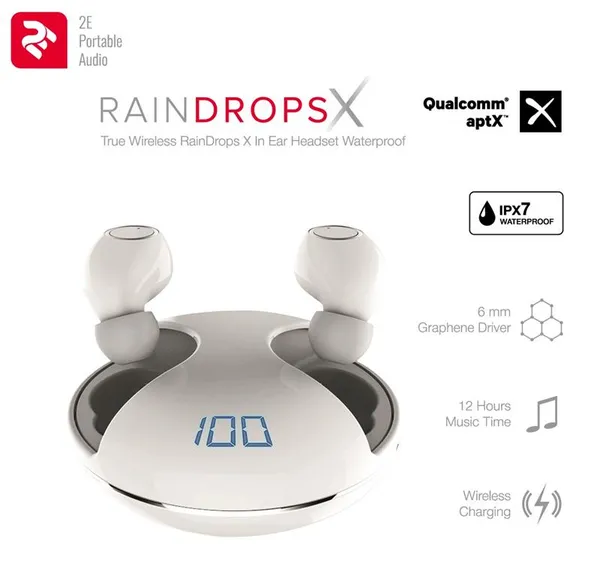 Наушники 2E RainDrops Х True Wireless Waterproof Mic White