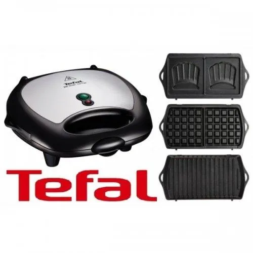 Мультимейкер Tefal Break time 700Вт, тефлон, 3 пластины, корпус-пластик, черно-серебристый