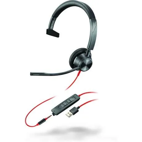 Гарнитура компьютерная моно On-ear Poly Blackwire 3315, USB-A, всенаправленный, черный