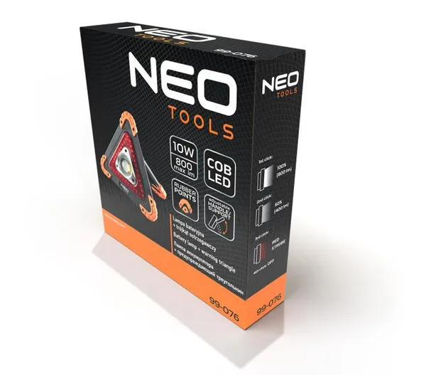 Прожектор на батарейках Neo Tools, треугольный, ААх4, 22x220x45мм, 800лм, 10Вт, 3 функции освещения, белый/красный свет. с доставкой