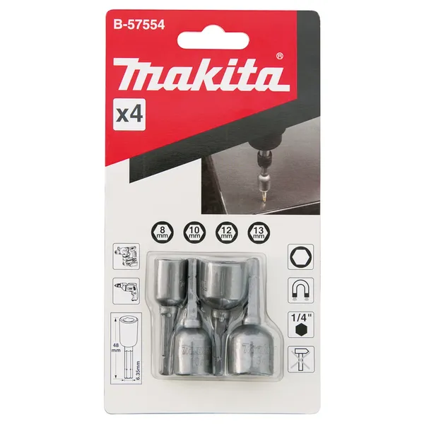 Набор магнитных насадок 4шт. (8,10,12,13)х48 Makita