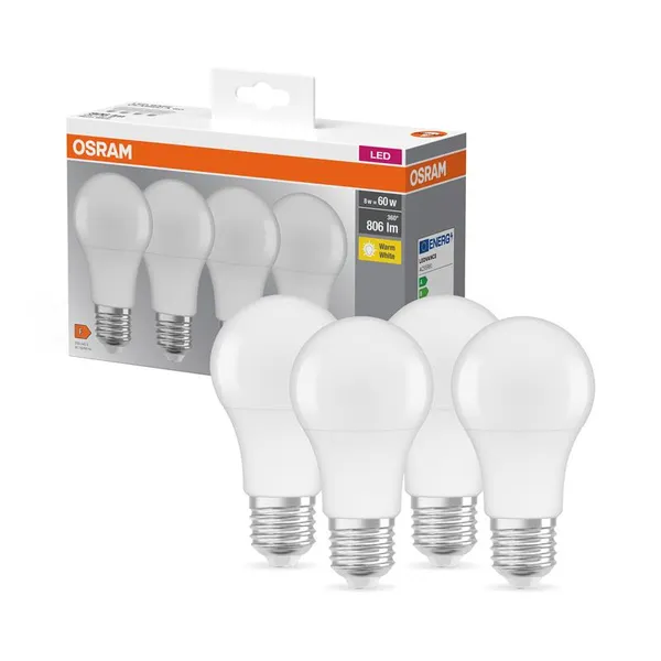 Набор ламп 4шт OSRAM LED E27 8.5Вт 2700К 806Лм A60