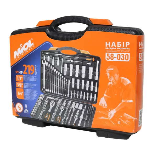 Набор инструментов 219 ед. (1/2", 1/4", 3/8") MIOL 58-030 отзывы