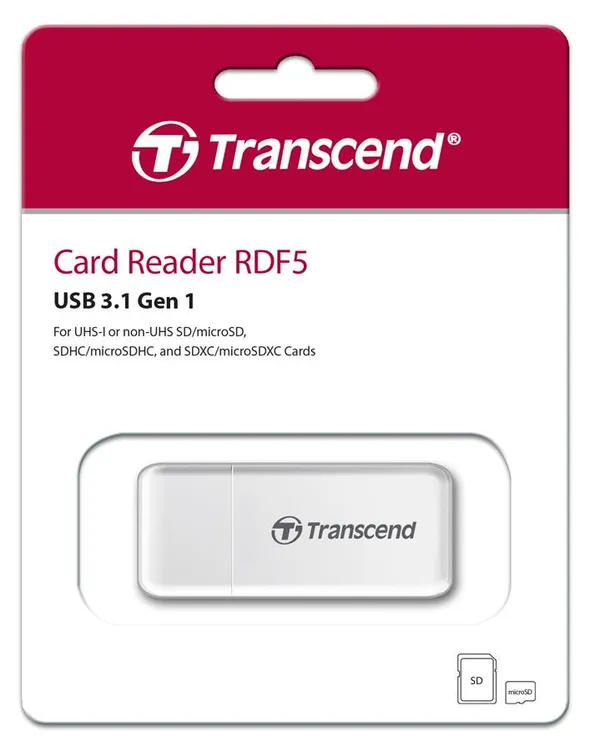 Кардридер Transcend USB 3.1 Type-A > microSD/SD Белый