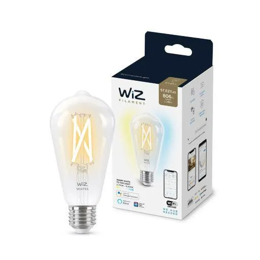 Лампа умная WiZ, E27, 7W, 60W, 806Lm, ST64 2700-6500K филаментная Wi-Fi