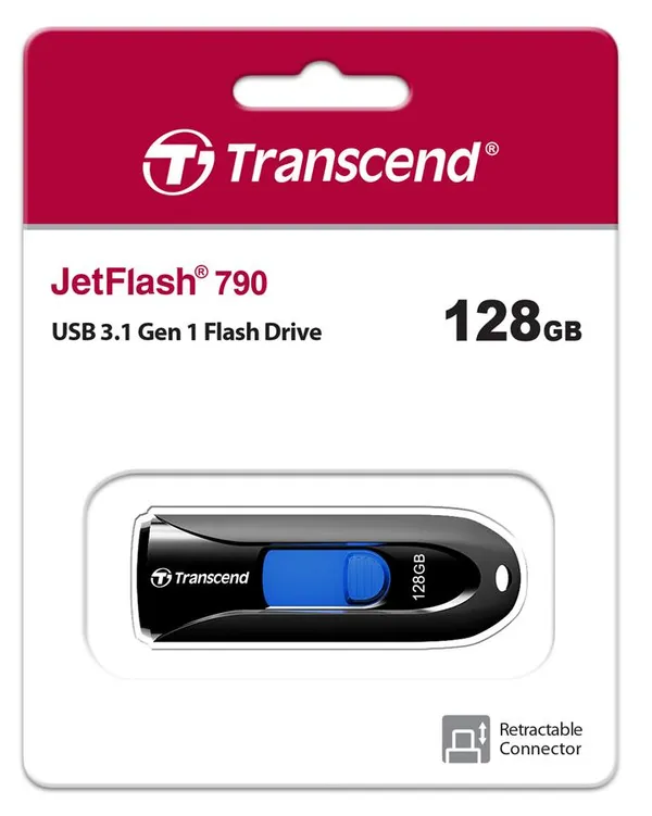 Накопитель Transcend 128GB USB 3.1 Type-A JetFlash 790 Чёрный