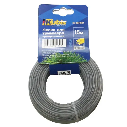 Леска для триммера 3.0 мм 15 м армированная звезда Kubis 01-08-1301