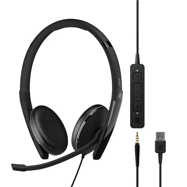 Гарнитура компьютерная стерео On-Ear EPOS ADAPT 165T USB II, 3.5мм/USB, однонаправленный, сертификат Microsoft Teams, 1.8м, Черный