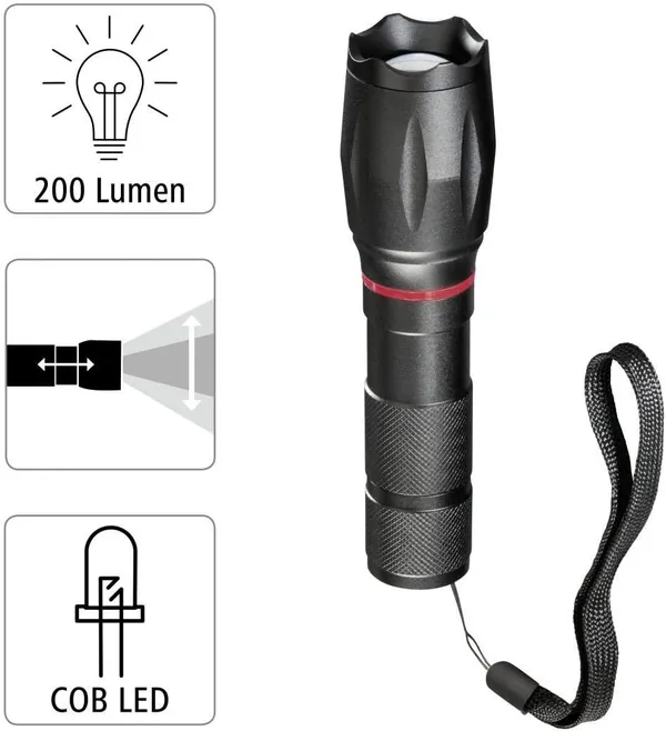 Купить Фонарь ручной на батарейках Hama SOLID PRO, AAAx3, 200лм, 5Вт, LED, чёрный