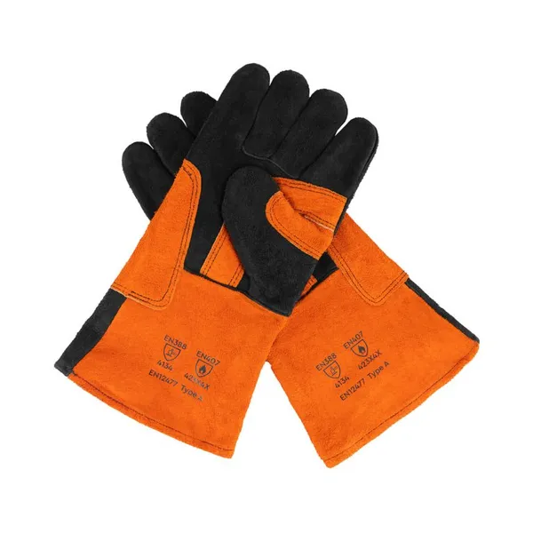 Перчатки сварщика Dnipro-M черно-оранжевые, усиленные с подкладкой фото №2