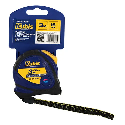 Рулетка измерительная 3м×16мм с магнитным наконечником металлическое полотно Kubis 05-01-2316 заказать
