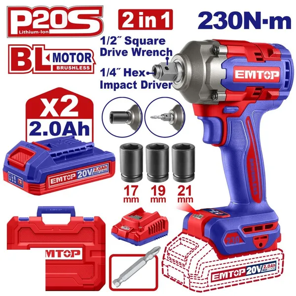 Винтововерт аккумуляторный EMTOP ECIWL20236