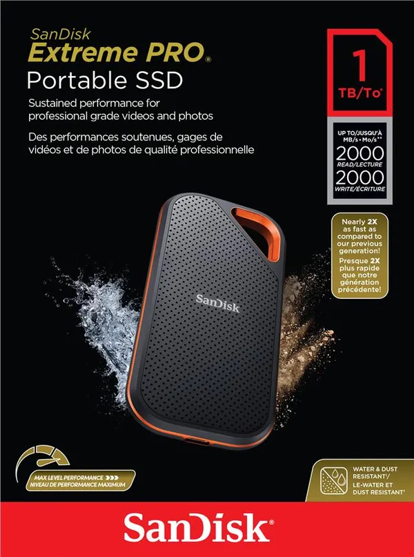 Портативний SSD SanDisk 1TB USB 3.2 Gen 2x2 Type-C E81 R2000/W2000MB/s IP55