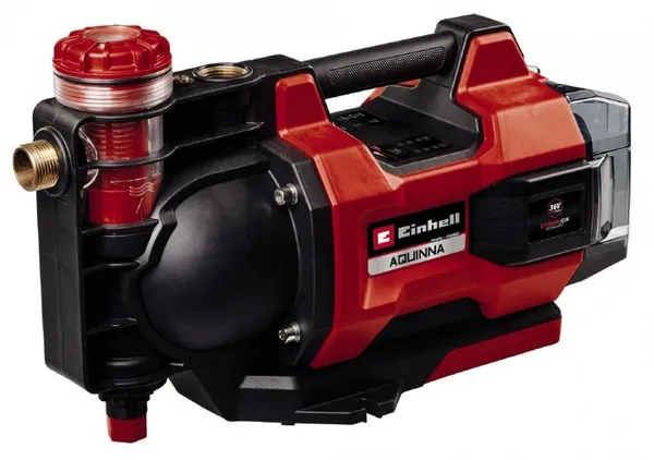 Насос садовий акумуляторний Einhell AQUINNA 36/38 F LED AUTOMATIC, 3800л/г, 36В, 3.7бар, глиб 6м, автоматичний режим, 4.75кг, без АКБ і ЗП