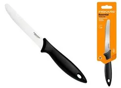 Кухонний ніж для томатів Fiskars Essential, 11.5см, нержавіюча сталь, пластик, чорний фото