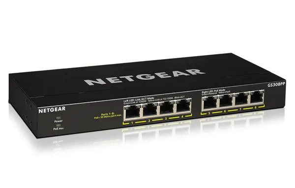 Коммутатор NETGEAR GS308PP 8xGE PoE, 83Вт, Неуправляемый