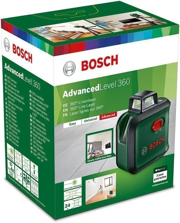 Нівелір лазерний Bosch UniversalLevel 360, до 24м, ±0.4мм/м, +висок, 0.56кг