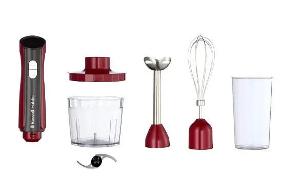 Блендер Russell Hobbs погружной Desire Red, 500Вт, чаша-500мл, венчик, мини-измел., красный