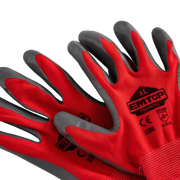 Перчатки EMTOP ENGV0102 трикотажные с нитриловым покрытием XL цена в Украине