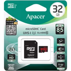 Карта пам'яті Apacer microSD  32GB C10 UHS-I R85MB/s + SD фото