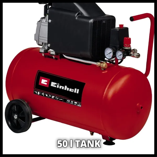 Компрессор воздушный Einhell TC-AC 270/50/8, масляный, 1800Вт, 50л, 270л/мин, 8бар, 30.08кг отзывы