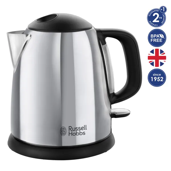 Электрочайник Russell Hobbs Victory 1л, металл, серебристо-черный