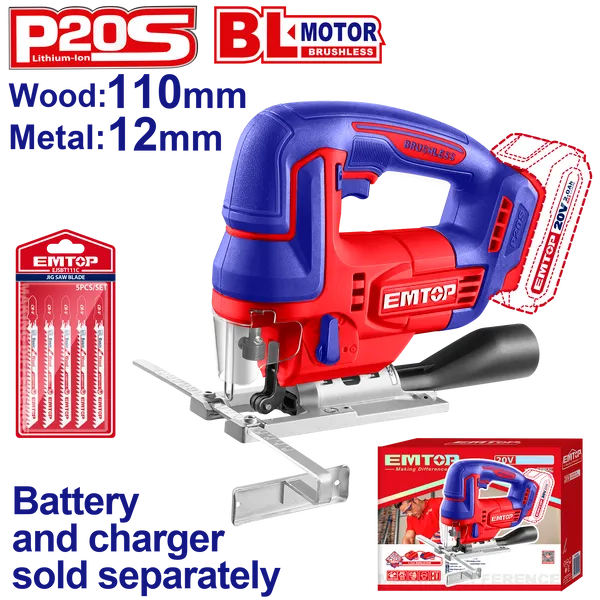 Лобзик аккумуляторный EMTOP ELGS201008 (без АКБ и ЗУ)