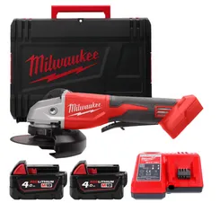 Шліфмашина кутова - болгарка акумуляторна безщіткова MILWAUKEE M18 BLSAG125XPD-402X діаметр 125мм, 2 акум., зар.пристр., дінакей фото
