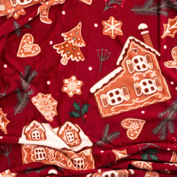 Плед ARDESTO Christmas Flannel 160х200см, 100% полиэстер, имбирные домики цена в Украине