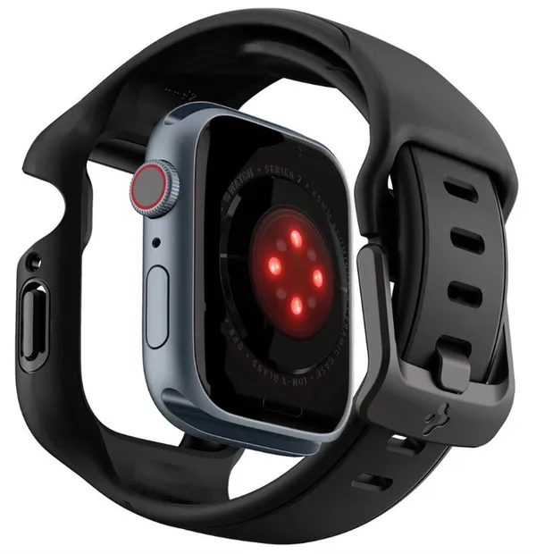 Чехол и ремешок 2в1 Spigen для Apple Watch 45mm, Liquid Air Pro, Black