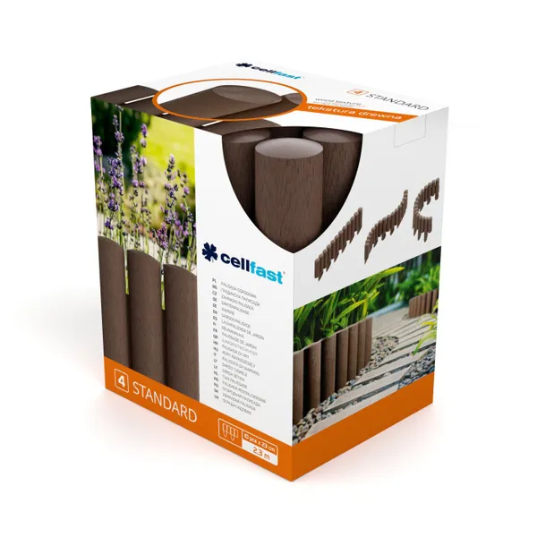 Газонное ограждение Cellfast 4 STANDARD, 10 секций по 235 мм, 2.3м, коричневый заказать