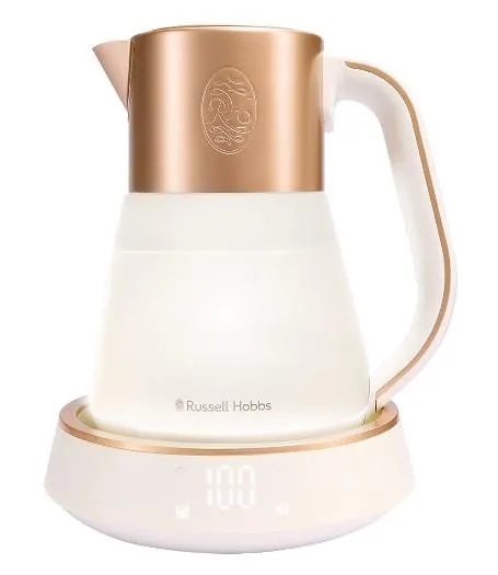 Электрочайник Russell Hobbs Calm, 1.7л, стекло, музыка, подсветка, сенсор, бело-медный