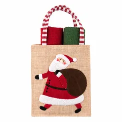 Подарочный набор полотенечек в мешочке ARDESTO Christmas Santa 38х63см, 2шт, 100% хлопок, красный, зеленый фото