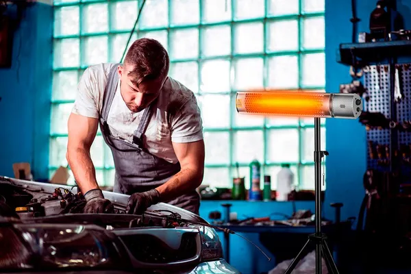 Обогреватель инфракрасный Neo Tools, 2000Вт, 18м кв, 2 уровня мощности, пульт, 62.2х10.5х7.2см, IP65 купить онлайн