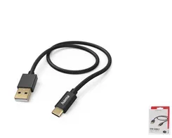 Кабель USB-A > USB-C заряджання/синхронізації Hama 1,5м, плетений, чорний фото