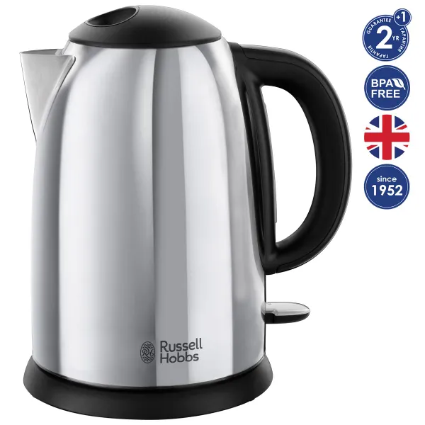 Электрочайник Russell Hobbs Victory, 1.7л, металл, серебристо-черный