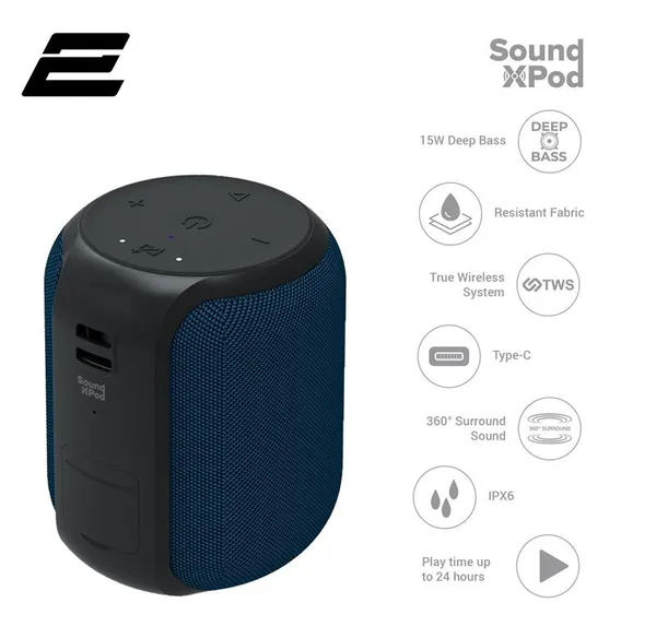 Акустична система 2E SoundXPod TWS, MP3, Wireless, Waterproof Blue