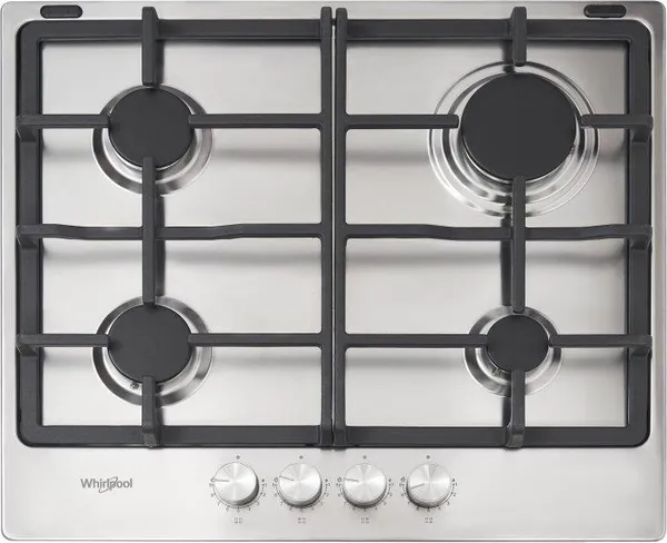 Варочная поверхность Whirlpool газовая, 60см, чугун, турбо-конфорка, нерж